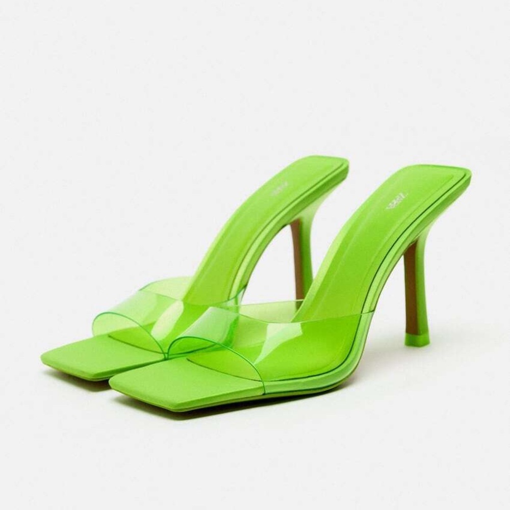 Zara Women's Neon Green Heels Size 39 - New